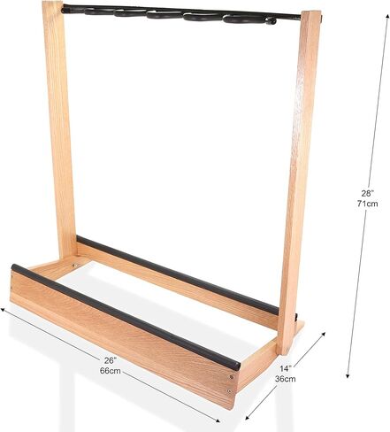 استديوهات Saintfield - حامل جيتار خشبي للجيتار الكهربائي أو الصوتي أو باس - حامل تخزين متعدد القيثارة من البلوط الصلب - كامل مع خيط تنظيف in Kuwait