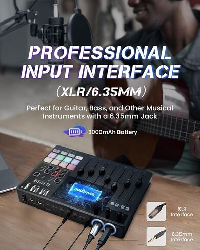 ALABS Fxcaster Podcast Equipment Bundle - All-in-One Podcasting Starter Setup with 7-Channel Soundboard, Audio Interface, and 25mm Diaphragm XLR Microphone for Live Streaming, Recording, and TikTok in Kuwait