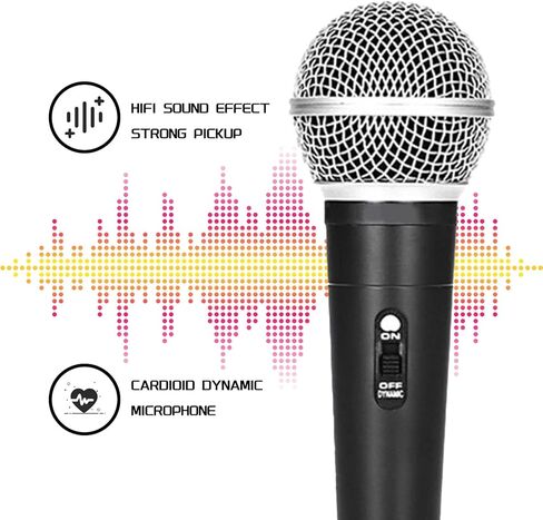 تومان برو ميكروفون كاريوكي سلكي، ميكروفون محمول للغناء، ميكروفون صوتي ديناميكي قلبي مع كيبل اكس ال ار بطول 16.4 قدم لمكبر الصوت AMP، ميكروفون احترافي لتسجيل الغناء in Kuwait