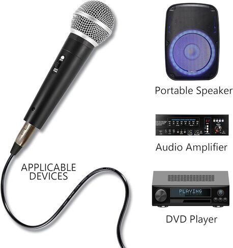 تومان برو ميكروفون كاريوكي سلكي، ميكروفون محمول للغناء، ميكروفون صوتي ديناميكي قلبي مع كيبل اكس ال ار بطول 16.4 قدم لمكبر الصوت AMP، ميكروفون احترافي لتسجيل الغناء in Kuwait