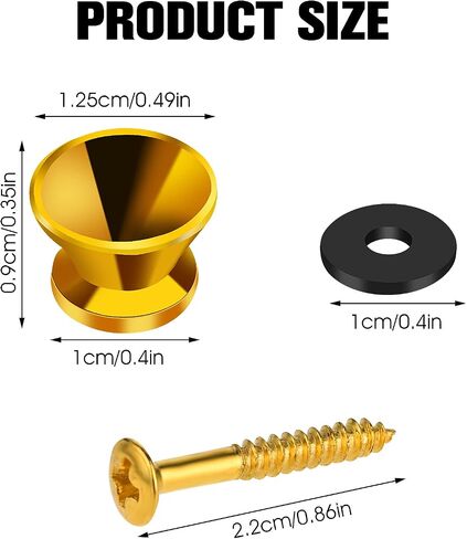 15PCS Guitar Strap Button, 3colors Guitar Strap Locks Metal Strap Buttons Guitar Security Lock Metal End Pins Flat Head for Acoustic Classical Electric Guitar Bass Ukulele(Gold,Silver,Black) in Saudi Arabia