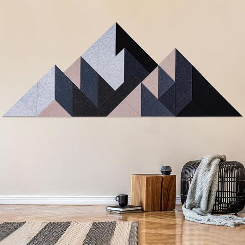 Tutmyrea 41 Pack Self-Adhesive Triangular Acoustic Panels, 88"X35" Sound Absorbing Panels, Soundproof Wall Panels, Wall Decoration Art Soundproof Wall Panels for Studios, Homes, Offices(Mountain Peak) in Kuwait