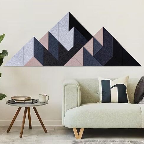 Tutmyrea 41 Pack Self-Adhesive Triangular Acoustic Panels, 88"X35" Sound Absorbing Panels, Soundproof Wall Panels, Wall Decoration Art Soundproof Wall Panels for Studios, Homes, Offices(Mountain Peak) in Kuwait