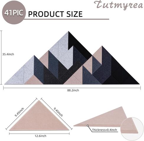 Tutmyrea 41 Pack Self-Adhesive Triangular Acoustic Panels, 88"X35" Sound Absorbing Panels, Soundproof Wall Panels, Wall Decoration Art Soundproof Wall Panels for Studios, Homes, Offices(Mountain Peak) in Kuwait