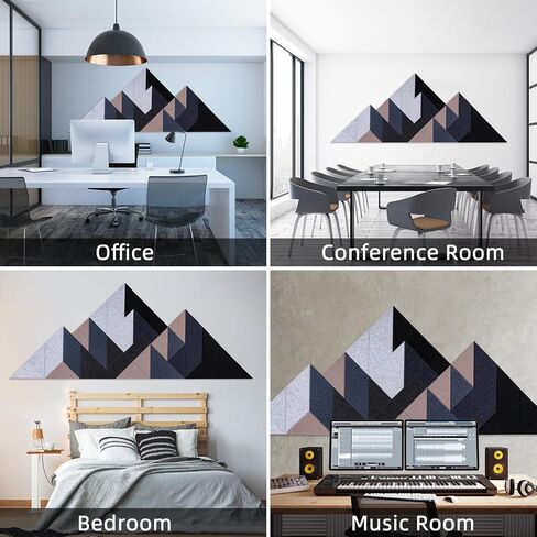 Tutmyrea 41 Pack Self-Adhesive Triangular Acoustic Panels, 88"X35" Sound Absorbing Panels, Soundproof Wall Panels, Wall Decoration Art Soundproof Wall Panels for Studios, Homes, Offices(Mountain Peak) in Kuwait