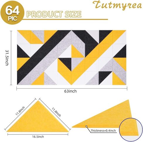 Tutmyrea 41 Pack Self-Adhesive Triangular Acoustic Panels, 88"X35" Sound Absorbing Panels, Soundproof Wall Panels, Wall Decoration Art Soundproof Wall Panels for Studios, Homes, Offices(Mountain Peak) in Saudi Arabia
