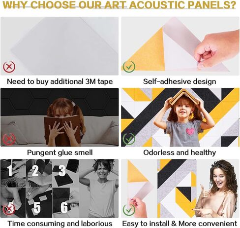 Tutmyrea 41 Pack Self-Adhesive Triangular Acoustic Panels, 88"X35" Sound Absorbing Panels, Soundproof Wall Panels, Wall Decoration Art Soundproof Wall Panels for Studios, Homes, Offices(Mountain Peak) in Saudi Arabia