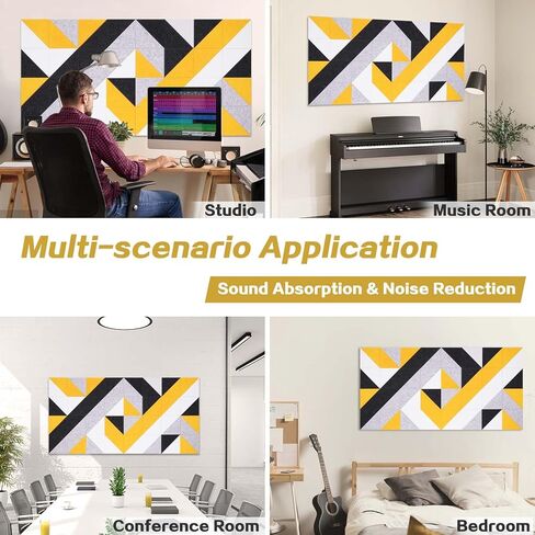 Tutmyrea 41 Pack Self-Adhesive Triangular Acoustic Panels, 88"X35" Sound Absorbing Panels, Soundproof Wall Panels, Wall Decoration Art Soundproof Wall Panels for Studios, Homes, Offices(Mountain Peak) in Saudi Arabia