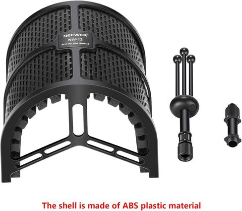 نيوير درع عزل ميكروفون مدمج يوضع على سطح الطاولة مع حامل ثلاثي القوائم، فوم ممتص للصوت للميكروفون لتسجيل الصوت في الاستوديو، والمدونات الصوتية، والغناء، والبث (الميكروفون وحامل الصدمات غير متضمن) in Kuwait