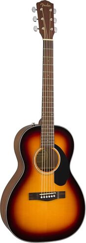 حزمة جيتار صوتي من Fender CP-60S ذات قمة صلبة بحجم صالون مع حقيبة الحفلة والموالف والحزام والأوتار واللقطات ودروس Fender Play عبر الإنترنت وأقراص DVD التعليمية لأوستن بازار - Sunburst in Kuwait