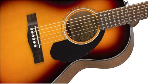 حزمة جيتار صوتي من Fender CP-60S ذات قمة صلبة بحجم صالون مع حقيبة الحفلة والموالف والحزام والأوتار واللقطات ودروس Fender Play عبر الإنترنت وأقراص DVD التعليمية لأوستن بازار - Sunburst in Kuwait