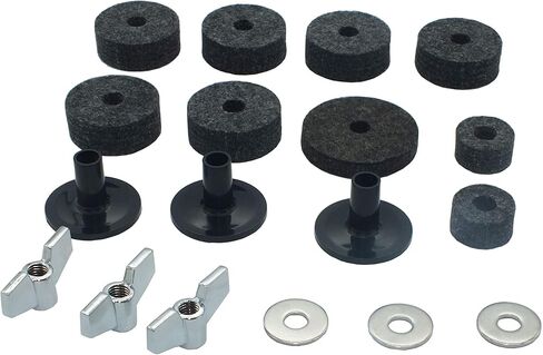 18 Pieces Cymbal Replacement Accessories Cymbal Felts Hi-Hat Clutch Felt Hi Hat Cup Cymbal Stand Sleeves Cymbal Felts with Cymbal Washer & Base Wing Nuts in Kuwait