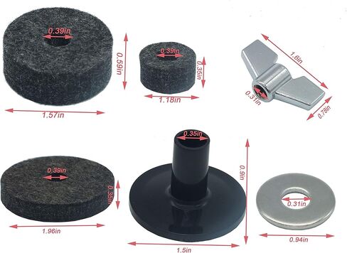 18 Pieces Cymbal Replacement Accessories Cymbal Felts Hi-Hat Clutch Felt Hi Hat Cup Cymbal Stand Sleeves Cymbal Felts with Cymbal Washer & Base Wing Nuts in Kuwait