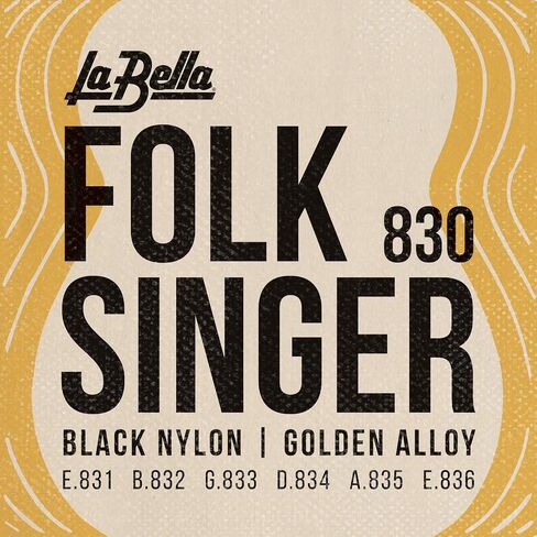 La Bella 840 Folksinger - سلسلة جيتار كلاسيكية مطلية بالفضة من النايلون الشفاف in Saudi Arabia