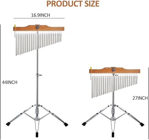 36 نغمة موسيقية الدقات، 27-44 بوصة ارتفاع قابل للتعديل الدقات للفصل الدراسي، قرع الدقات الموسيقية للممارسة والأداء (36ملاحظة فضية) in Kuwait