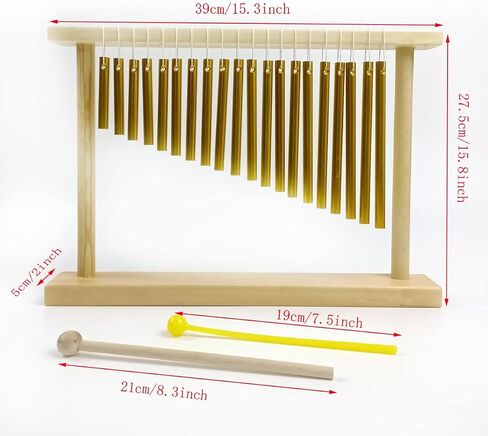 LOONELO 20-Tone Top Bar Chime,Wind Chime Instrument Percussion for Music Classroom,Meditation,Yoga with Mounting Stand and Mallet (Gold) in Saudi Arabia