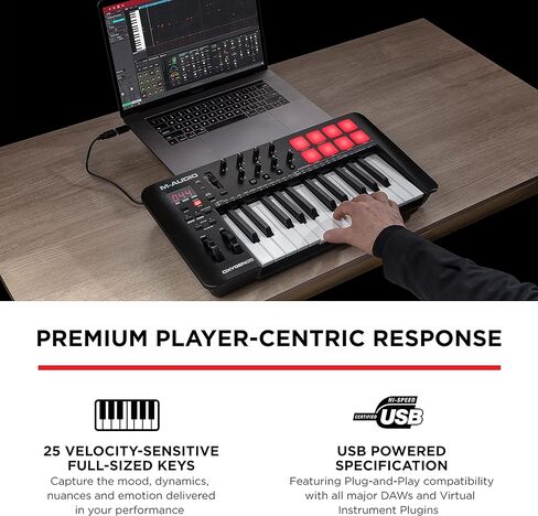 M-Audio Oxygen 25 (MKV) – 25 Key USB MIDI Keyboard Controller With Beat Pads, Smart Chord & Scale Modes, Arpeggiator and Software Suite Included in Kuwait