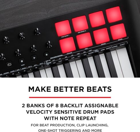 M-Audio Oxygen 25 (MKV) – 25 Key USB MIDI Keyboard Controller With Beat Pads, Smart Chord & Scale Modes, Arpeggiator and Software Suite Included in Kuwait