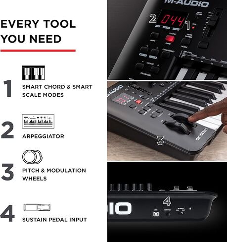 M-Audio Oxygen 25 (MKV) – 25 Key USB MIDI Keyboard Controller With Beat Pads, Smart Chord & Scale Modes, Arpeggiator and Software Suite Included in Kuwait