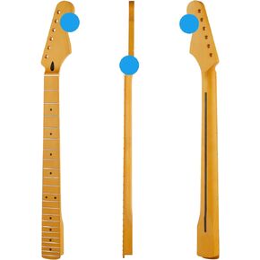 رقبة جيتار كهربائي من خشب القيقب الكندي 22 فريت، لون مصفر غير لامع، شريط خلفي مرصع بشريط الظربان، نصف قطر لوحة الأصابع 14 بوصة، صامولة عظمية in Kuwait