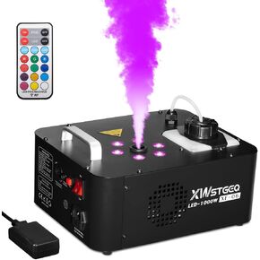 Vertical Fog Machine 1000W with 6 LED Lights and Wireless Remote Control for Stage Halloween Wedding DJ Parties