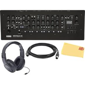 Korg Minilogue Polyphonic Analog Synthesizer Bundle with MIDI Cable, Headphones, and Austin Bazaar Polishing Cloth