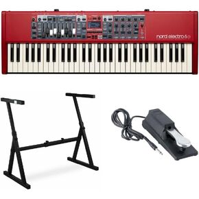 حزمة لوحة مفاتيح Nord Electro 6D ذات 61 مفتاحًا شبه مرجحة مع تسعة أشرطة سحب مع حامل على شكل Z ودواسة مستدامة (3 عناصر) in Kuwait