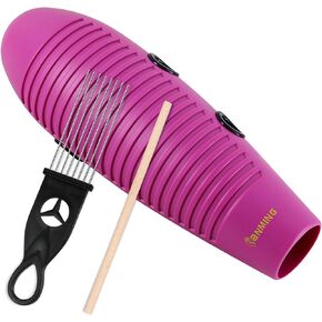 RANMING Guiro Instrument,3.9 x13 Inch Super Guiro,Fish Shaped Latin Percussion Instrument with 2 Scraper Musical Training Tool for Beginners and Music Lover.(Purple)