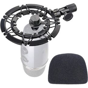 Blue Yeti Nano Shock Mount with Pop Filter, Alloy Shockmount with Foam Windscreen Reduces Vibration and Shock Noise Matching Boom Arm Mic Stand, Designed for Blue Yeti Nano Microphone by YOUSHARES