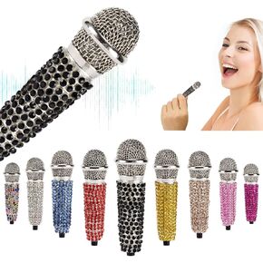 ميكروفون صغير، ميكروفون صوتي صغير محمول، ميكروفون Asmr، ميكروفون للهاتف، ميكروفون كاريوكي صغير لتسجيل الصوت والدردشة والغناء على iPhone وAndroid والكمبيوتر المحمول (وردي)