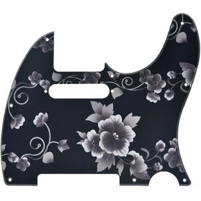 KAISH 8 Hole 3D Printed Tele Style Guitar Plastic Pickguard TL Pick Guard Scratch Plate for USA/Mexico Telecaster Black/White Grid