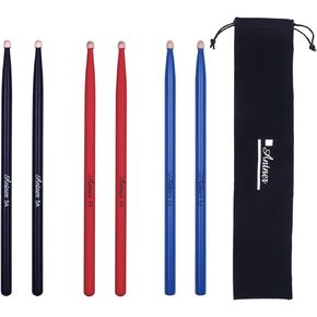 Antner 3 Pairs Drum Sticks 5A Classic Maple Drumsticks Wood Tip Drumstick for Student and Adult, Black