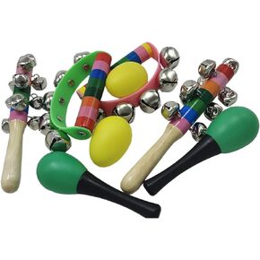 Shaker Musical Instruments Music Party Favor Learning Percussion Toy including 2 handle sleigh bell 2 plastic egg shakers 2 hand jingle bells and 2 Maracas Rattles Egg Shaker in Saudi Arabia