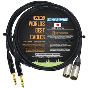 WORLDS BEST CABLES 2 Units - 5 Foot - Canare L-4E6S, Star Quad Balanced XLR to TRS Patch Cable with Eminence Gold E311 Male XLR & E502 TRS Stereo Plugs - Custom Made in Saudi Arabia