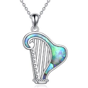 قلادة قيثارة من سيلباز، قلادة على شكل صدفة أذن البحر وقلادة قيثارة ايرلندية، هدايا مجوهرات موسيقية للنساء والفتيات ومحبي الموسيقى، مصنوعة من الستانلس ستيل، بدون احجار كريمة, ستانلس ستيل, لا أحجار in Kuwait