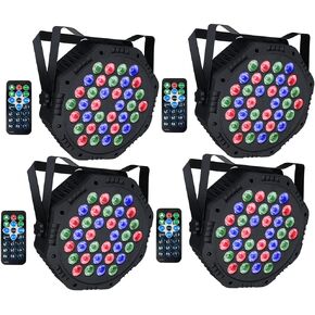 مصابيح مسرح 36 RGB LED دي جي بي دي جي دي ام اكس وجهاز تحكم عن بعد يتم تنشيطها مع اضاءة علوية لحفلات الزفاف واعياد الميلاد والنادي - 4 قطع in Saudi Arabia