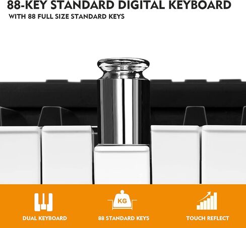 MUSTAR Digital Piano 88 Key Weighted with Stand, 88 Key Semi Weighted Keyboard Piano MEP-1100, Electric Piano Keyboard 88 Keys for Beginners, 2x25W Stereo Speakers, Case, Sustain Pedal, ABS, Black in Kuwait
