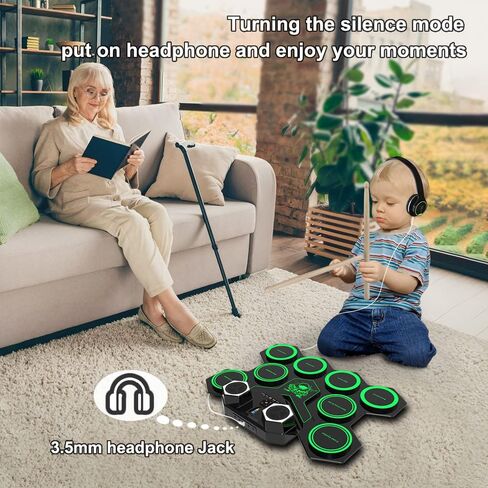 Portable Electronic Drum Set, MAZAHEI 9 Pads Electric Drum Kit with Dual Build-in Speaker, Kick Pedals, Drum Sticks, Ideal Gifts for Kids Beginners, Birthday & Christmas in Saudi Arabia