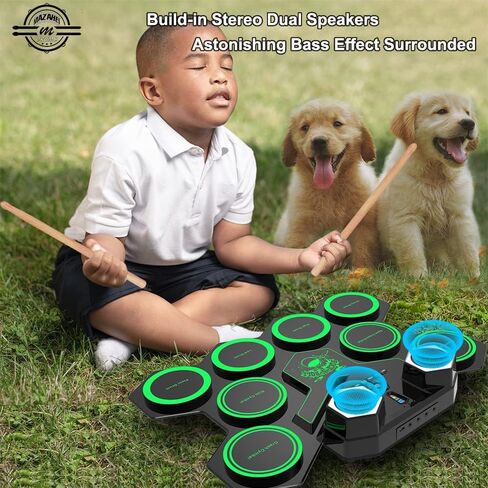 Portable Electronic Drum Set, MAZAHEI 9 Pads Electric Drum Kit with Dual Build-in Speaker, Kick Pedals, Drum Sticks, Ideal Gifts for Kids Beginners, Birthday & Christmas in Saudi Arabia