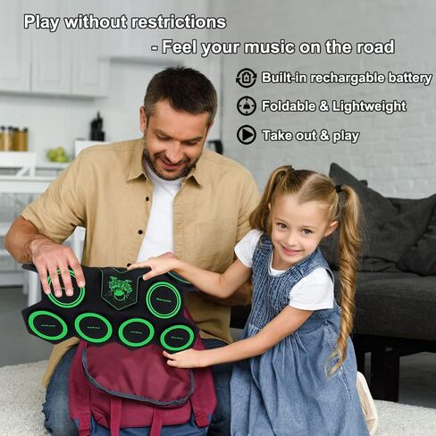 Portable Electronic Drum Set, MAZAHEI 9 Pads Electric Drum Kit with Dual Build-in Speaker, Kick Pedals, Drum Sticks, Ideal Gifts for Kids Beginners, Birthday & Christmas in Saudi Arabia