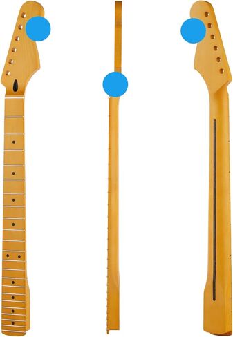 رقبة جيتار كهربائي من خشب القيقب الكندي 22 فريت، لون مصفر غير لامع، شريط خلفي مرصع بشريط الظربان، نصف قطر لوحة الأصابع 14 بوصة، صامولة عظمية in Kuwait