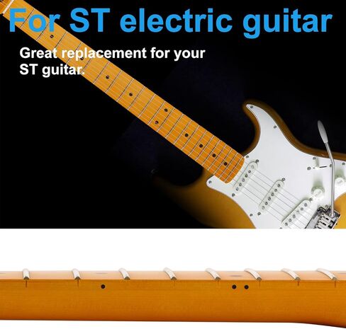 رقبة جيتار كهربائي من خشب القيقب الكندي 22 فريت، لون مصفر غير لامع، شريط خلفي مرصع بشريط الظربان، نصف قطر لوحة الأصابع 14 بوصة، صامولة عظمية in Kuwait