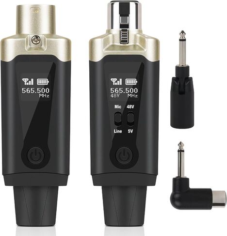 جهاز إرسال واستقبال XLR لاسلكي من Kadjuh UHF وجهاز استقبال إرسال جيتار لاسلكي، محول ميكروفون قابل لإعادة الشحن 16 قناة نطاق 196 قدم للميكروفون الديناميكي، خلاط الصوت، باس الجيتار الكهربائي in Kuwait