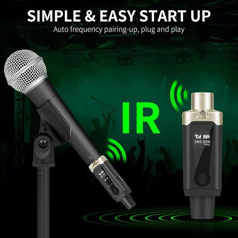 جهاز إرسال واستقبال XLR لاسلكي من Kadjuh UHF وجهاز استقبال إرسال جيتار لاسلكي، محول ميكروفون قابل لإعادة الشحن 16 قناة نطاق 196 قدم للميكروفون الديناميكي، خلاط الصوت، باس الجيتار الكهربائي in Kuwait