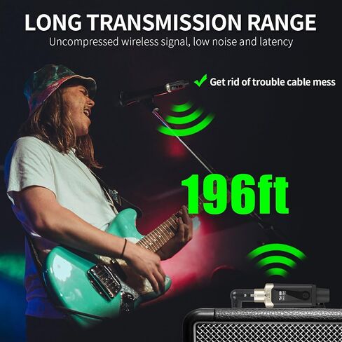 جهاز إرسال واستقبال XLR لاسلكي من Kadjuh UHF وجهاز استقبال إرسال جيتار لاسلكي، محول ميكروفون قابل لإعادة الشحن 16 قناة نطاق 196 قدم للميكروفون الديناميكي، خلاط الصوت، باس الجيتار الكهربائي in Kuwait