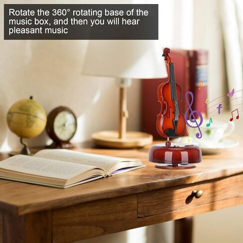 ليدي شو صندوق موسيقي، صندوق موسيقى دوار على شكل تشيلو، نموذج الة موسيقية، ديكورات منزلية مع حامل لتزيين المنزل in Kuwait
