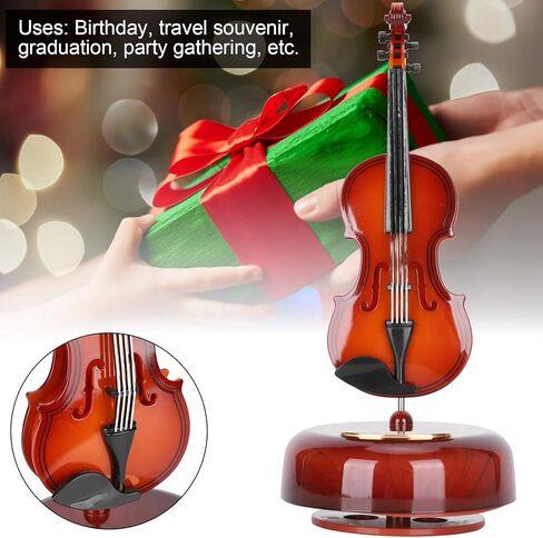 ليدي شو صندوق موسيقي، صندوق موسيقى دوار على شكل تشيلو، نموذج الة موسيقية، ديكورات منزلية مع حامل لتزيين المنزل in Kuwait