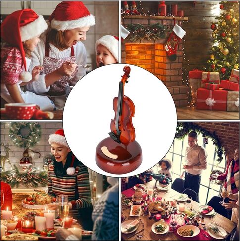 ليدي شو صندوق موسيقي، صندوق موسيقى دوار على شكل تشيلو، نموذج الة موسيقية، ديكورات منزلية مع حامل لتزيين المنزل in Kuwait