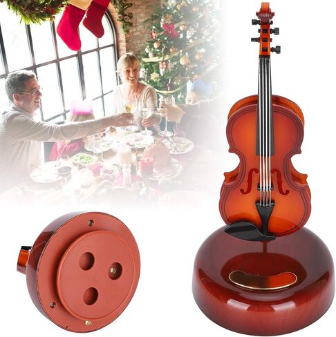 ليدي شو صندوق موسيقي، صندوق موسيقى دوار على شكل تشيلو، نموذج الة موسيقية، ديكورات منزلية مع حامل لتزيين المنزل in Kuwait