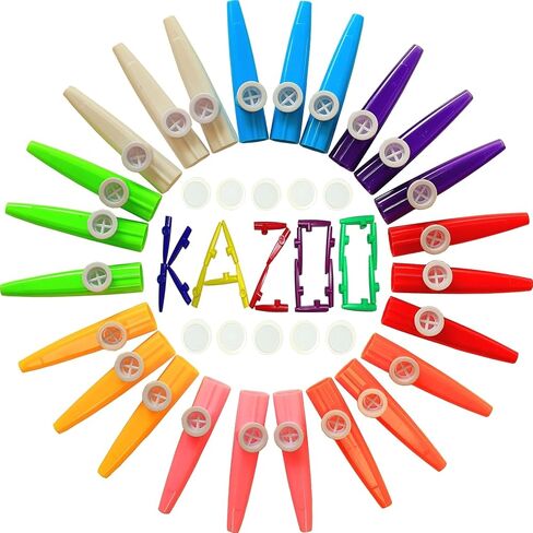 Crystaljun 80Pcs Plastic Kazoos With 40Pcs Kazoo Flute Diaphragms,Multi Colors Kazoo Musical Instruments（EIGHT COLORS） in Kuwait